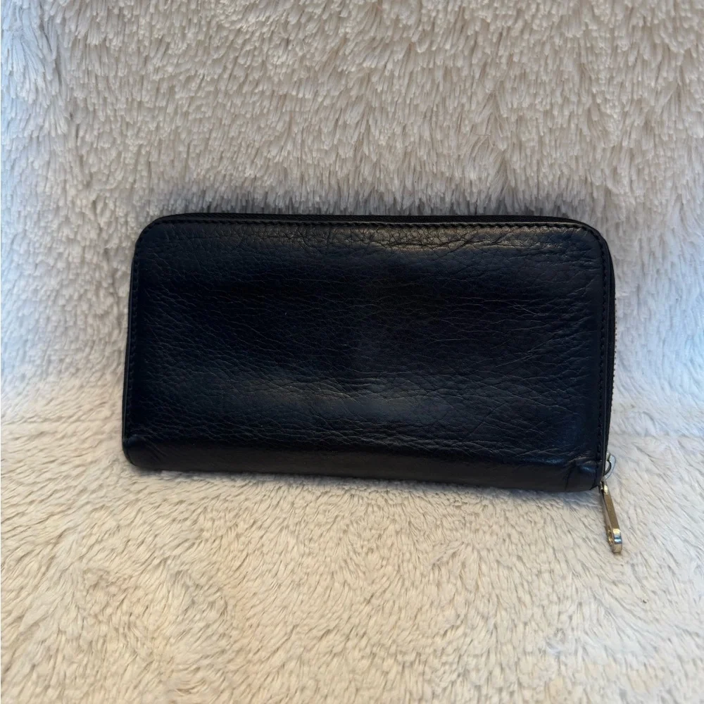 CHLOE Lily Continental Leather Bow Zip Wallet in Black - EUC